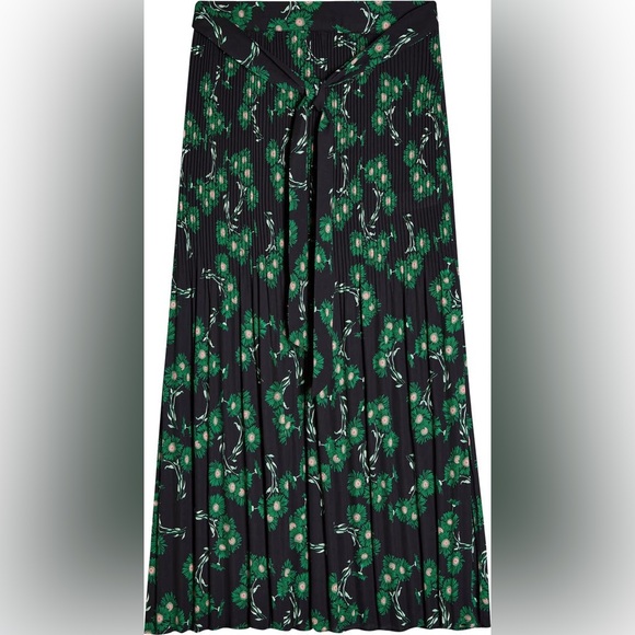 Topshop Archive Crystal Floral Pleated Midi Skirt Sz 10 - Picture 3 of 11